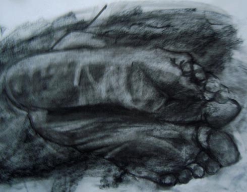 Feet Study, 2011 (charcoal on paper)