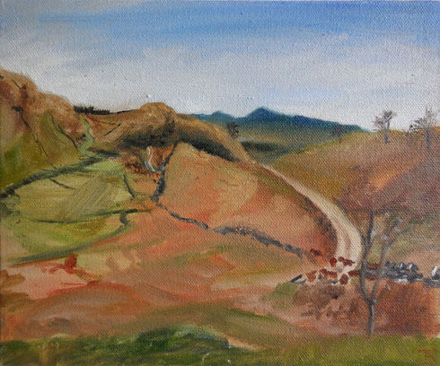 Kye on the Track, 2016 (oil on canvas on board)